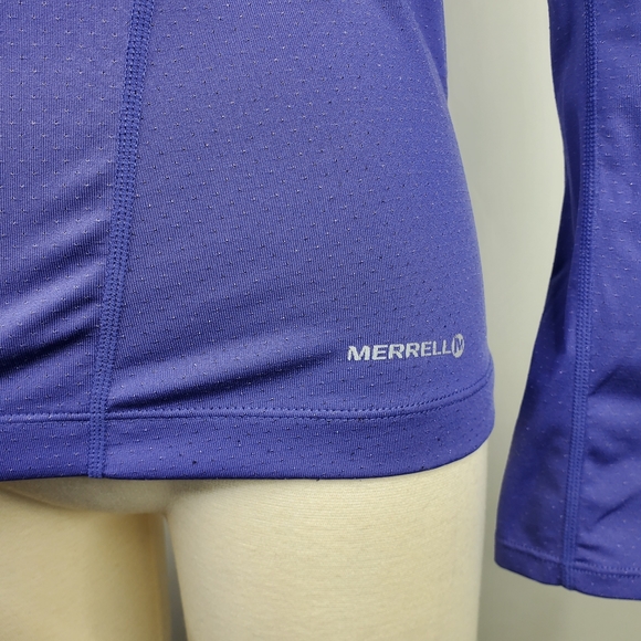 Merrell Select Wick Compression Blue Shimmer Jewel Longsleeve Womens top Medium - Picture 8 of 8